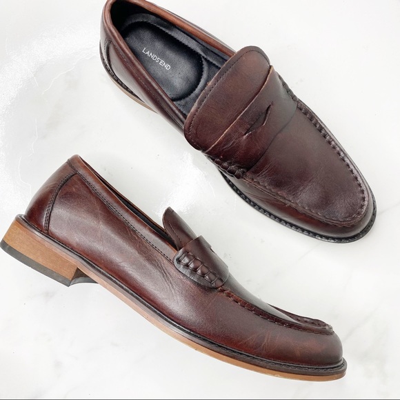 Lands' End Shoes Lands End Mens Leather Slip On Loafer Dress Shoes